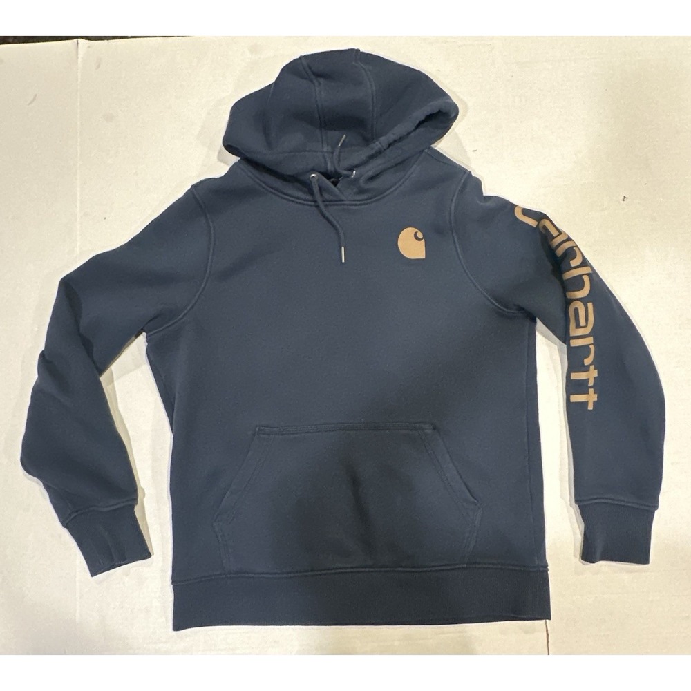 Carhartt Clarksburg Sweatshirt Hoodie Navy Blue Gold-yellow Logo Women's Medium